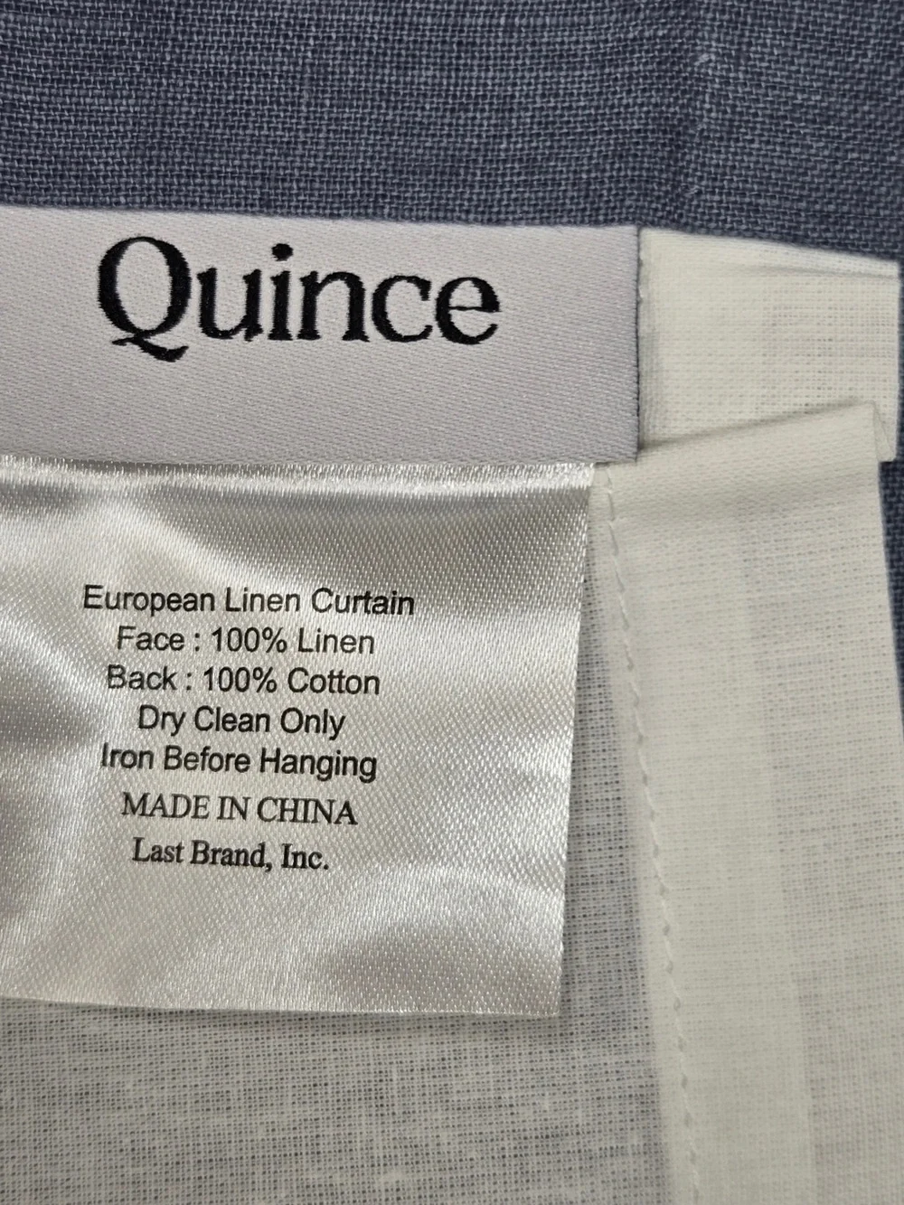NWT QUINCE Set Of 2 48x96 European Linen Curtains Blue 8703